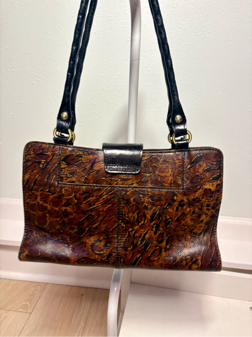 Patricia Nash Brown Leopard-Print Leather Satchel with Tassels - Picture 12 of 15